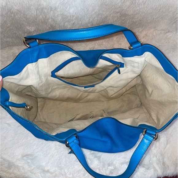 Gucci Soho Interlocking G Leather Tassle Large Shoulder Tote Bag in Vibrant Blue - Picture 15 of 17